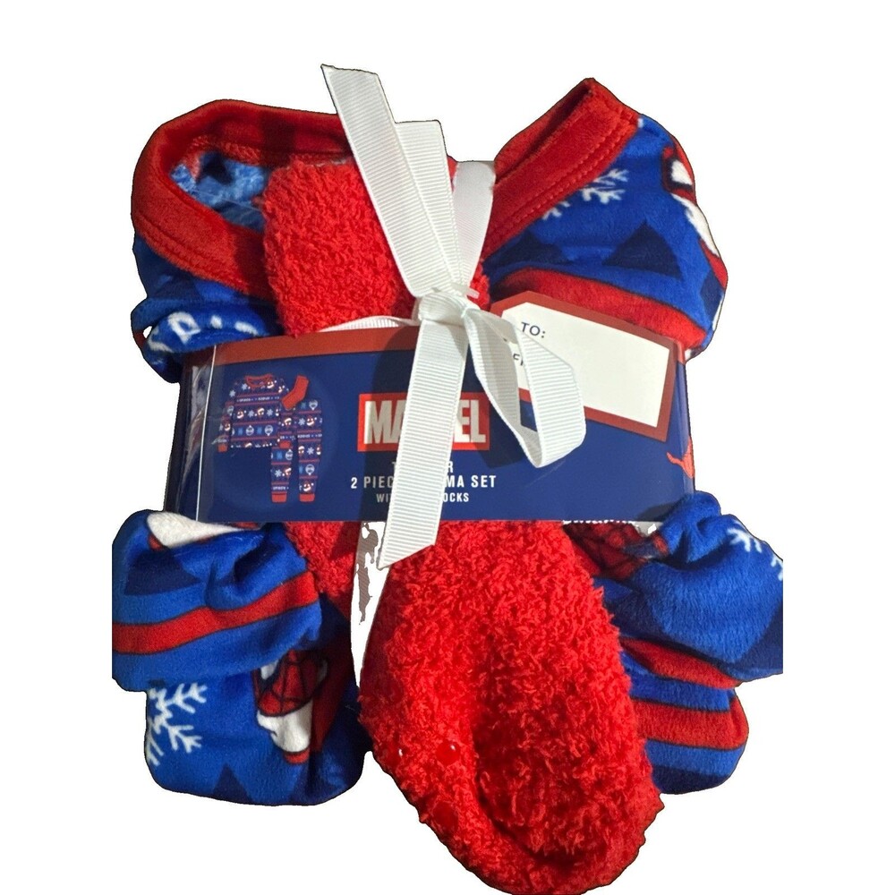 Marvel Spider-Man Toddler Pajama Set with Cozy Socks 2 Piece Size 4T Christmas